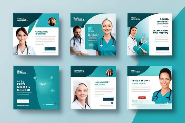 Foto coleção de modelos de design de postagens de mídia social de cuidados médicos e de saúde banner quadrado moderno editável com lugar para a foto