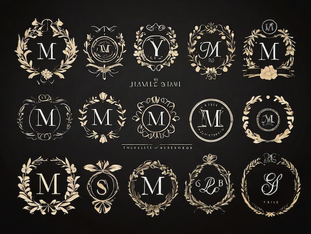 Foto coleção de modelos de logotipo de monograma de casamento