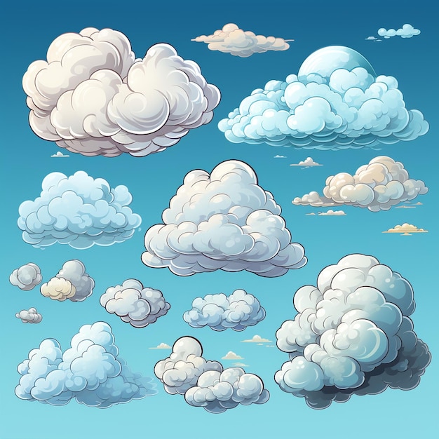 coleção de nuvens de desenho vetorial