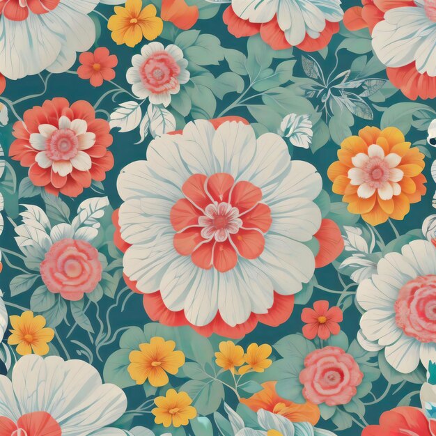 Coleção de padrões sem costura de lindas flores em estilo simples