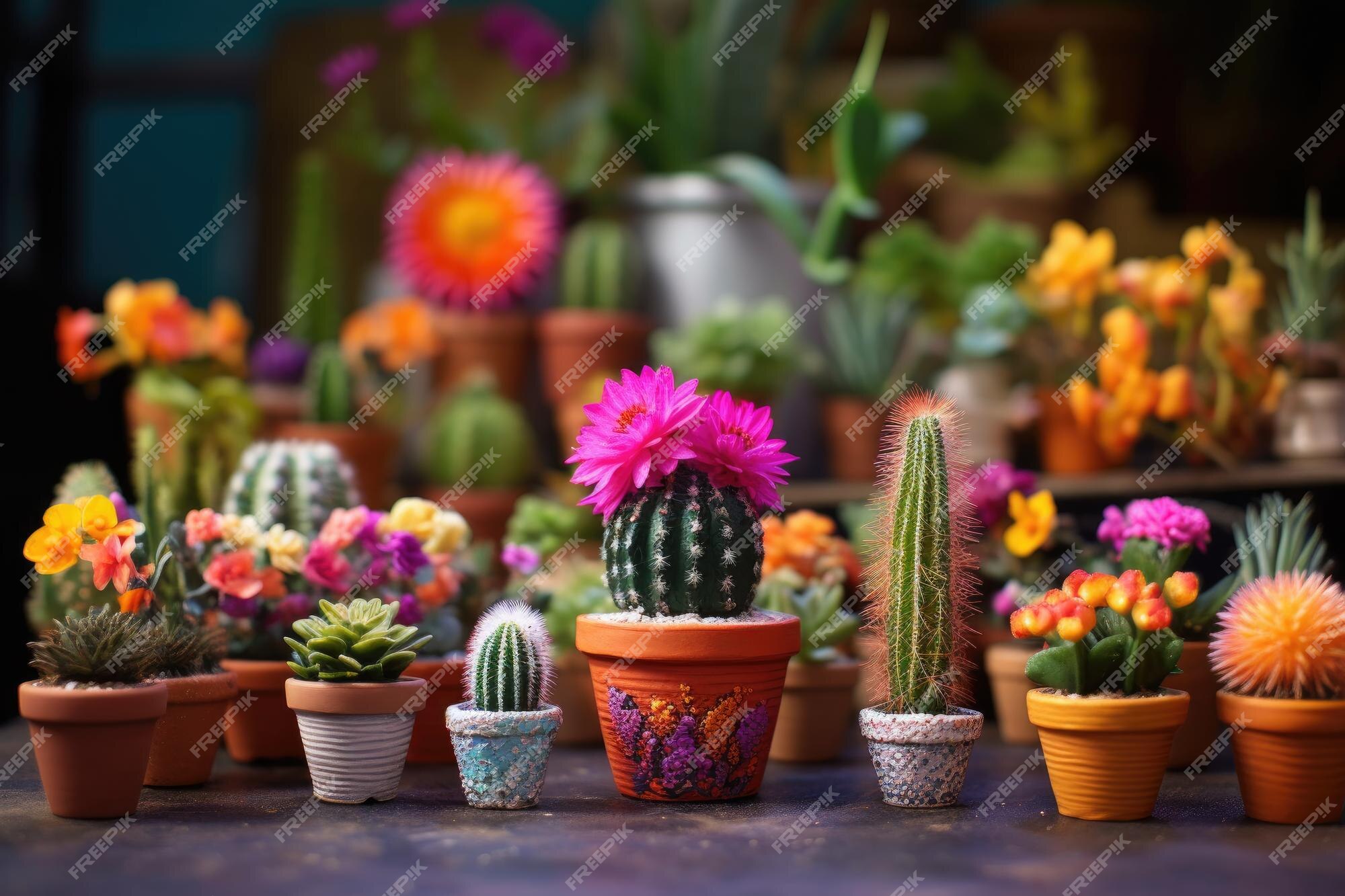 conjunto de cactos coloridos bonitos, vasos de plantas. coleção de