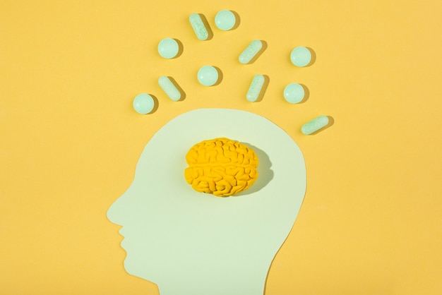 Foto coleção de pílulas para impulsionar o cérebro e melhorar a memória