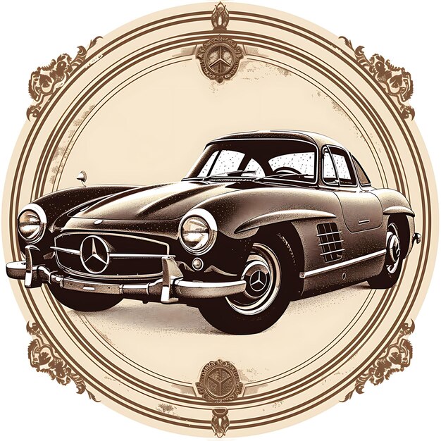 Foto coleção de selos de carros vintage arte de esboço e desenhos de molduras monocromáticas para camisas clipart design