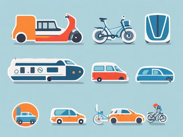 Coleção de símbolos de transporte Ilustração minimalista