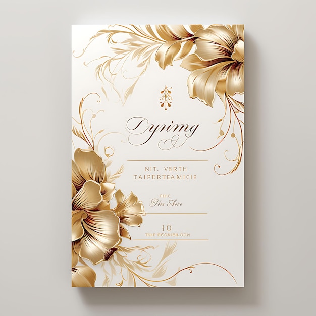 Coleção Elegante cartão de convite de casamento de ouro e marfim Rectangular S ilustração ideia design