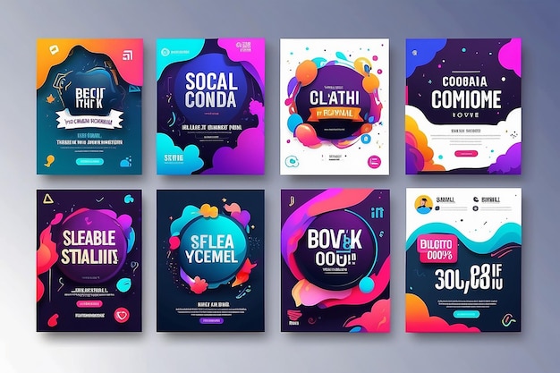 Coleção especial de modelos de banners de mídia social com a melhor cor e estilo