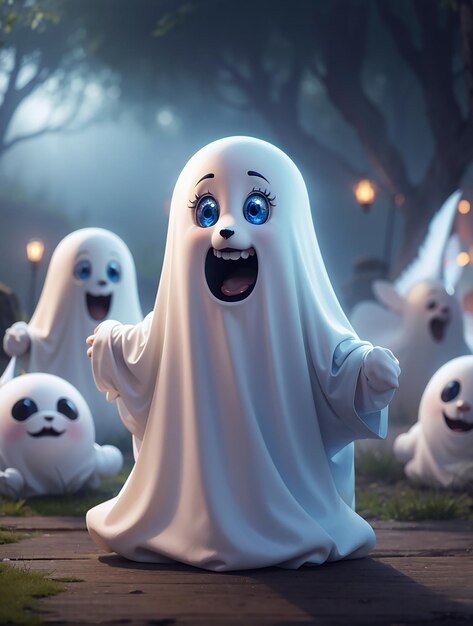 Foto coleção ghostly spectre halloween em luz branca