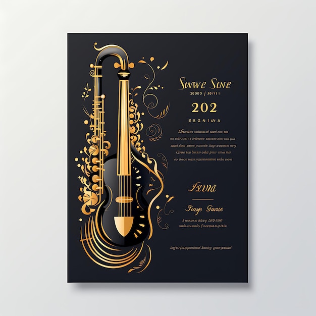 Foto coleção música de jazz cartão de convite de casamento saxofone forma brilhante pa ilustração ideia design