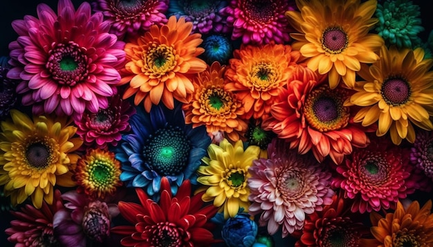 Coleção vibrante de flores na beleza da natureza gerada por IA