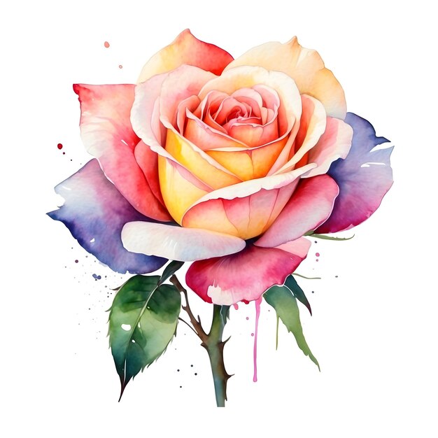 Colecção de aquarelas de rosas de aquarela de rosas Set de aquareles florais Série de pinturas de rosas Wat