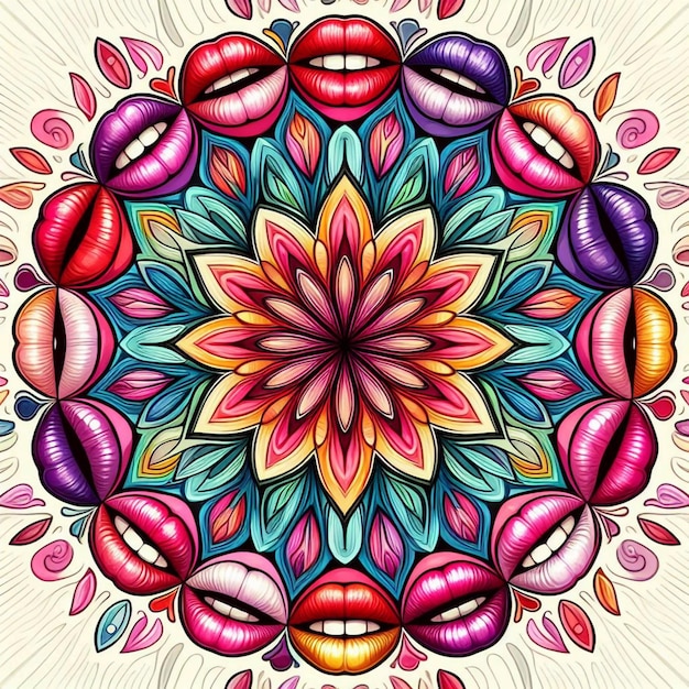Colecção de arte de lábios de Mandala vibrante