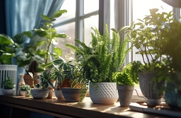 Colecção de plantas de casa plantas de apartamento perto de uma janela