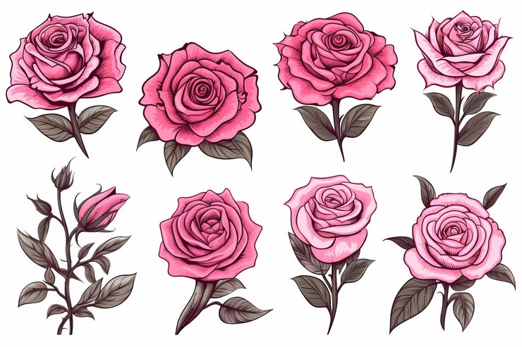 Foto colecção pitoresca exquisito desenho à mão rosa emblem vectors ar 32