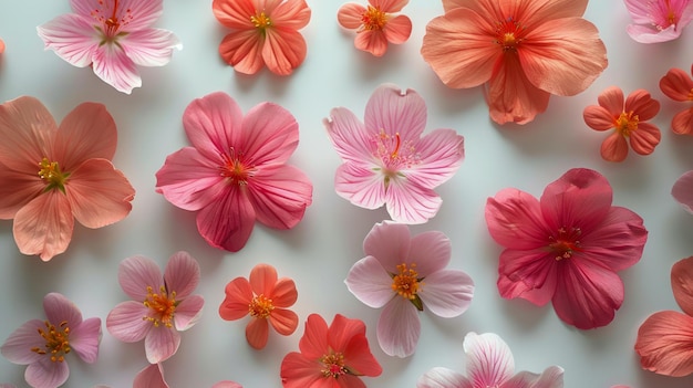 Colecção vibrante de flores variadas em um fundo claro Desenho de padrão floral para saudação