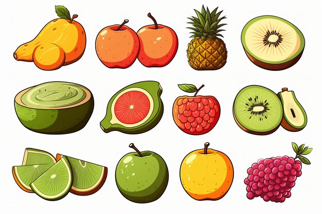 Foto colecção vibrante de várias frutas clipart ar 32