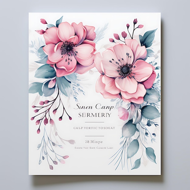Colección acuarela floral tarjeta de invitación de boda forma ovalada textura diseño de la idea de la ilustración
