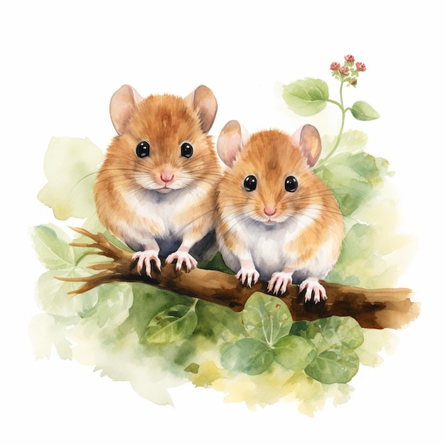 Colección de acuarelas de dormice aislado en transparente generado con IA