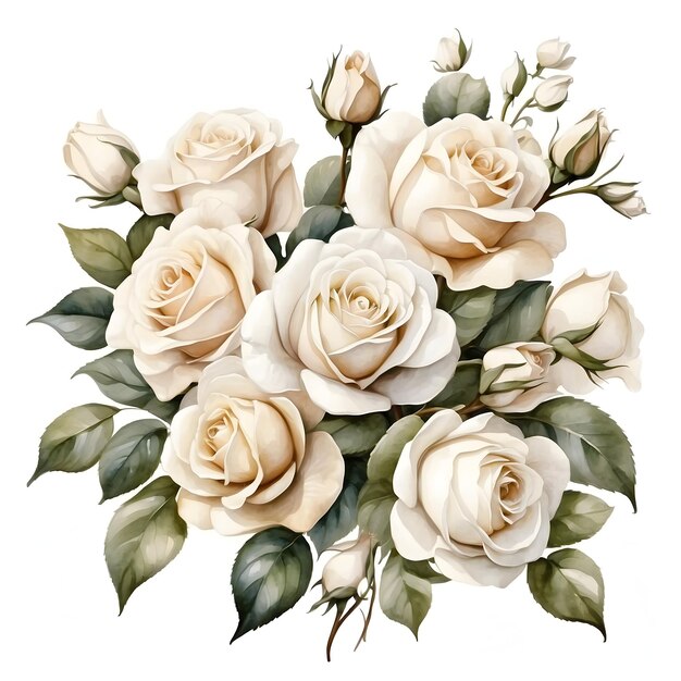 Colección de acuarelas de rosas de la serie de acuarela de rosas Colección de aquarelas florales Colección de pintura de rosas Wat