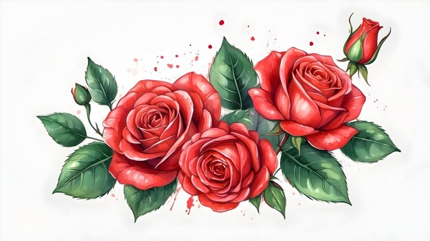 Colección de acuarelas de rosas de la serie de acuarela de rosas Colección de aquarelas florales Colección de pintura de rosas Wat