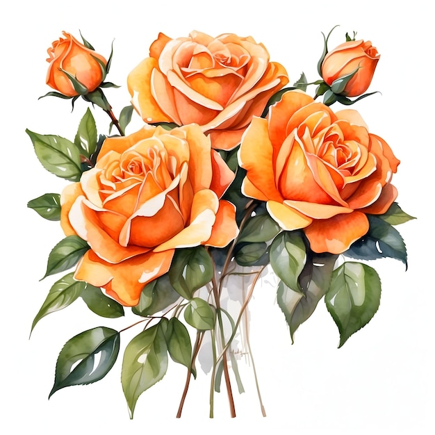 Colección de acuarelas de rosas de la serie de acuarela de rosas Colección de aquarelas florales Colección de pintura de rosas Wat