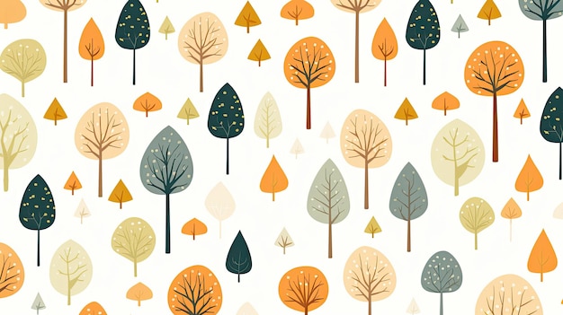 Una colección de árboles y arbustos en otoño.