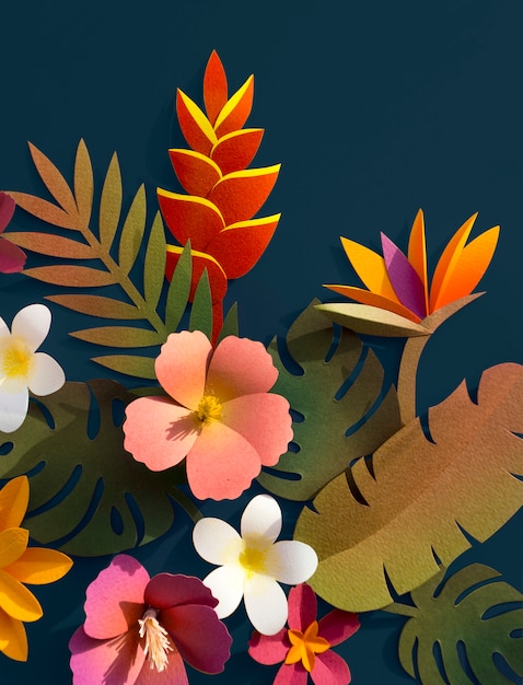 Colección de artesanía de papel botánico tropical hecha a mano