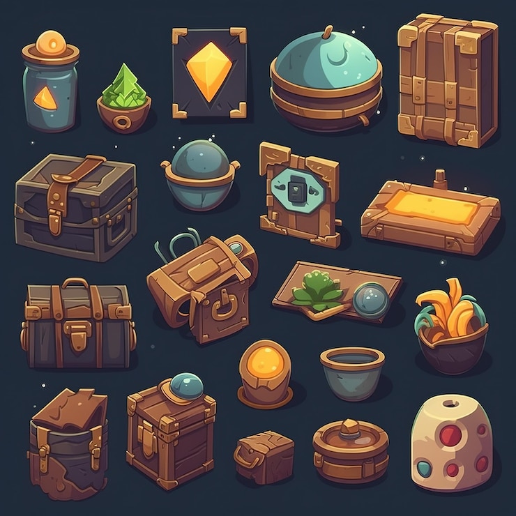 Foto una colección de artículos para un juego.