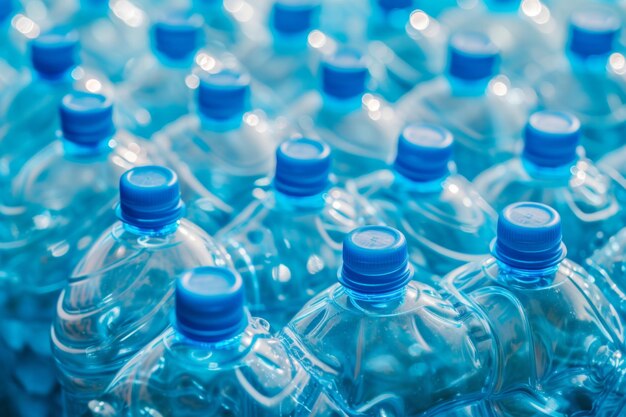 Una colección de botellas de agua alineadas