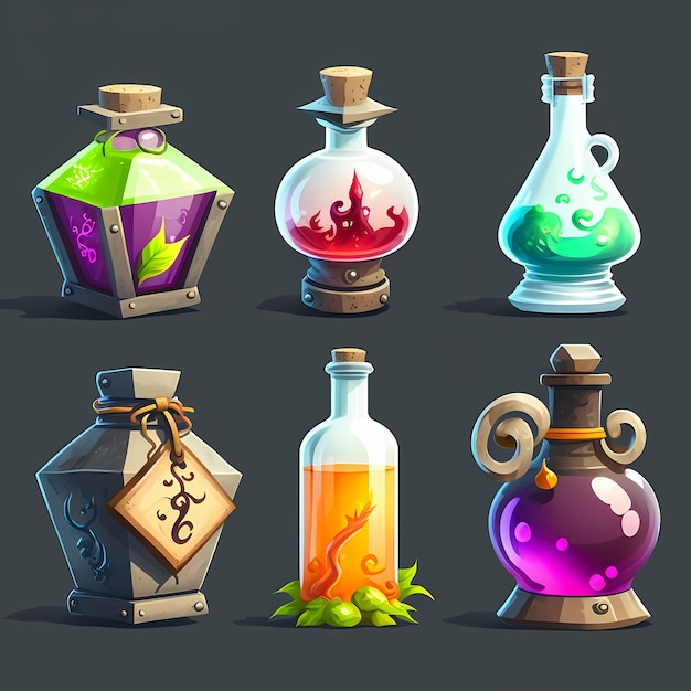 Una colección de botellas con diferentes colores.