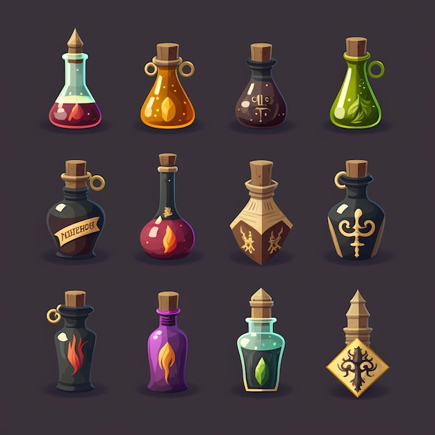 Una colección de botellas con diferentes colores.