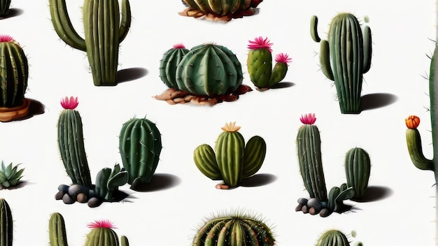 Foto una colección de cactus cactus y cactus