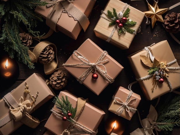 Colección de Cajas de Regalo de Navidad con Estilo Natural