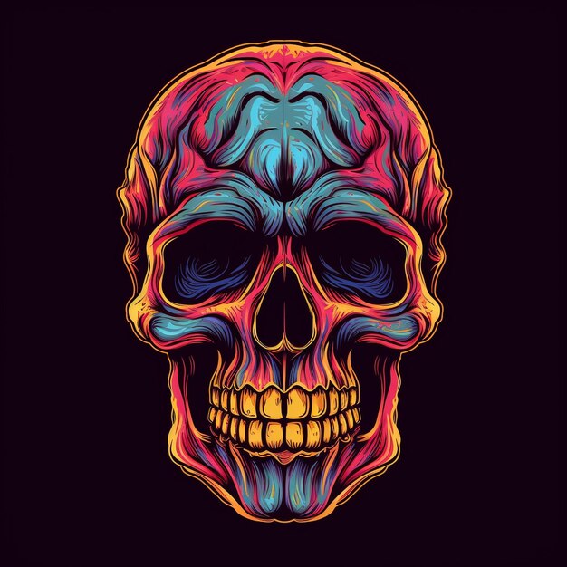 Foto colección de calaveras psicodélicas ilustraciones vectoriales vibrantes y vanguardistas para halloween y más allá