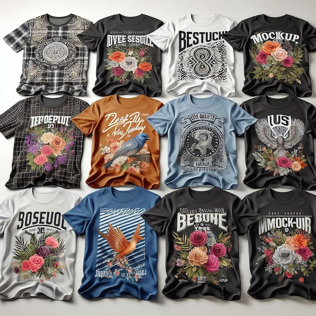 Foto una colección de camisetas con la palabra 