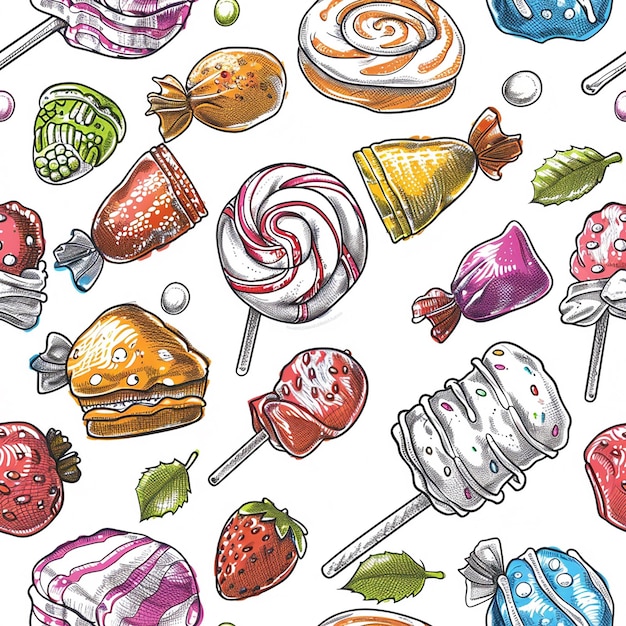 una colección de caramelos y dulces de colores