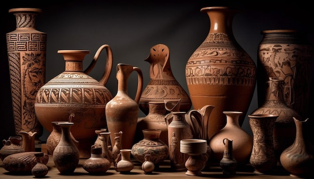 Colección de cerámica de barro muestra la creatividad de un antiguo artesano generada por IA