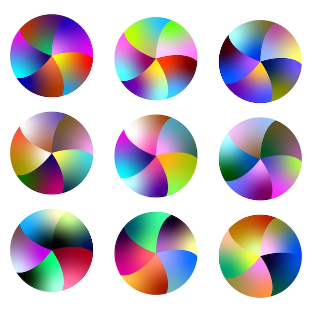 una colección de círculos con diferentes colores y colores