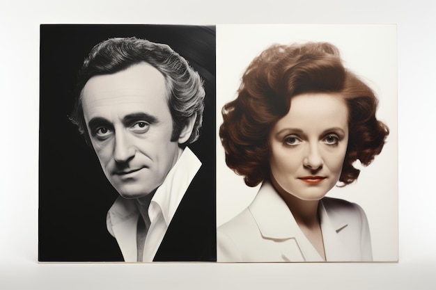 Colección clásica de Edith Piaf y Charles Aznavour aislada en un fondo transparente