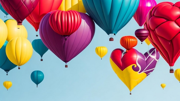 Colección colorida de globos aerostáticos aislados sobre fondo de color