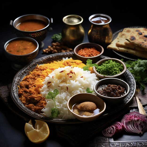 Foto colección de comida india deliciosa