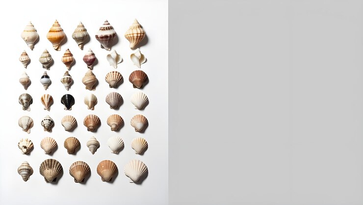 Foto una colección de conchas con un fondo blanco