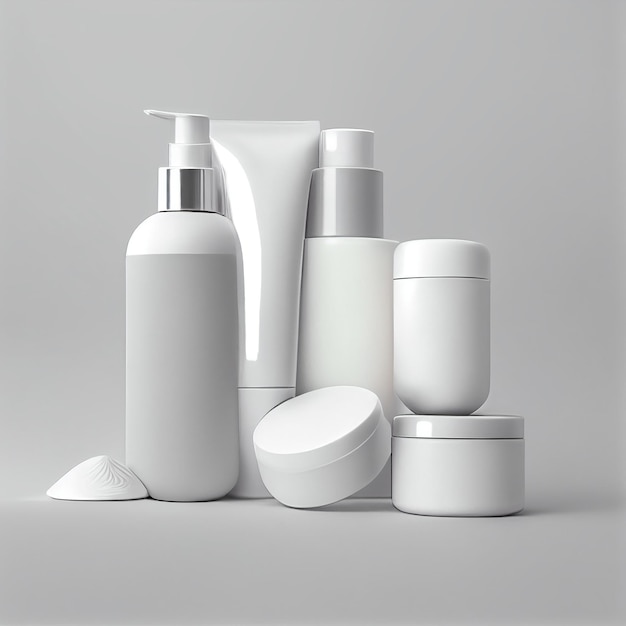 Colección de cremas cosméticas blancas para el cuidado de la piel AI generativa