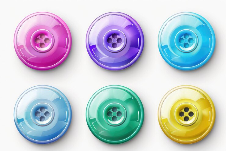 Foto colección de cuatro botones de diferentes colores perfectos para varios proyectos de diseño