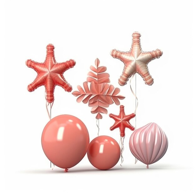 Una colección de decoraciones navideñas que incluyen estrellas de mar, estrellas de mar y estrellas de mar.