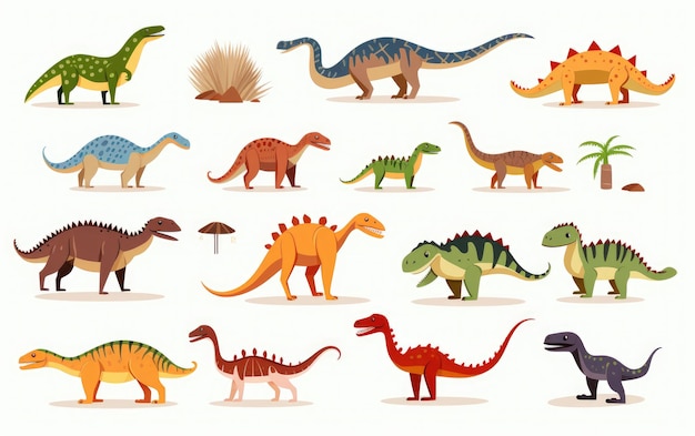 colección de dibujos animados de dinosaurios spritesheet ilustrado prehistórico rex