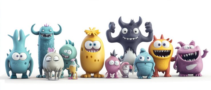 Colección de dibujos animados de monstruos lindos