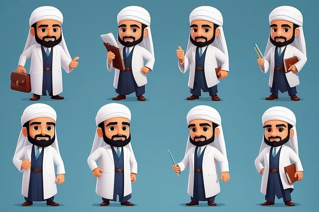 Foto colección de dibujos animados de personajes de sheikh business