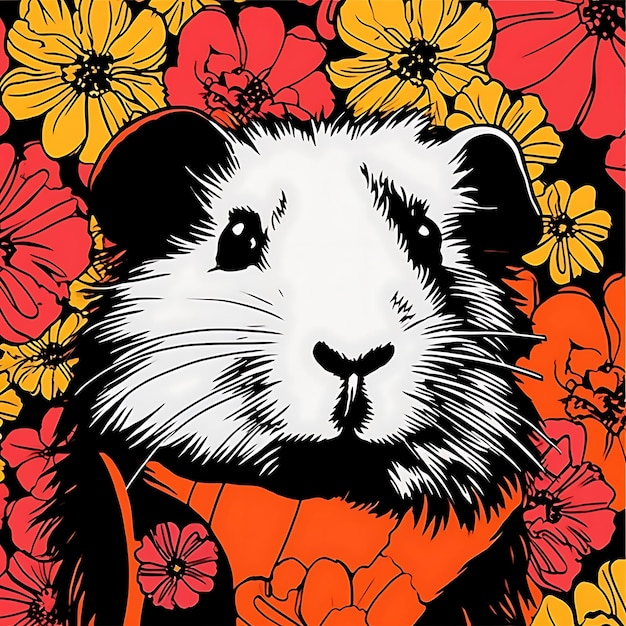 Colección de dibujos de arte pop divertidos y artísticos con pequeños animales encantadores linocuto