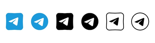 Colección de diferentes iconos de telegrama Logotipo de redes sociales Arte lineal y estilo plano aislado en fondo blanco Icono de línea vectorial para negocios y publicidad