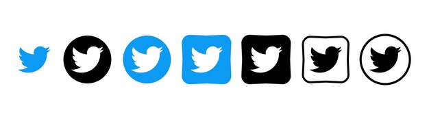 Colección de diferentes iconos de Twitter Logotipo de redes sociales Arte lineal y estilo plano aislado en fondo blanco Icono de línea vectorial para negocios y publicidad